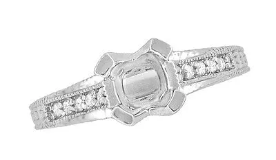 X & O Kisses Platinum 1 Carat Diamond Engagement Ring Semimount for a Round or Asscher Cut