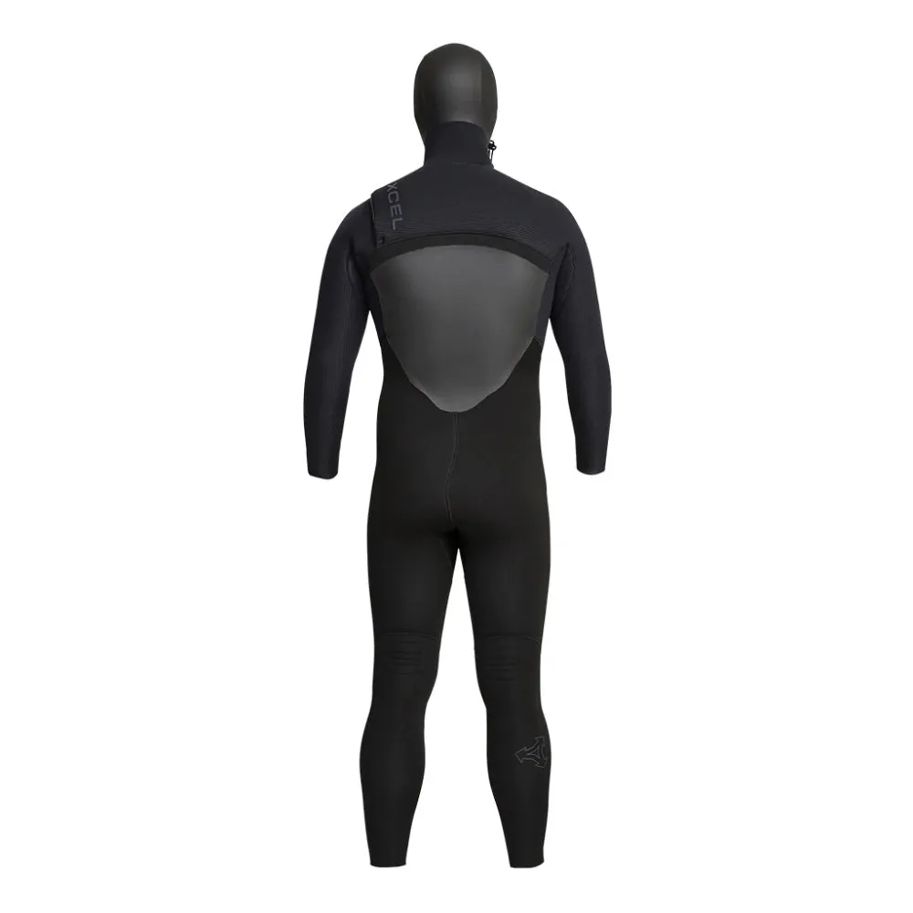 XCEL DRYLOCK 5/4 HOODED CHEST ZIP BLACK