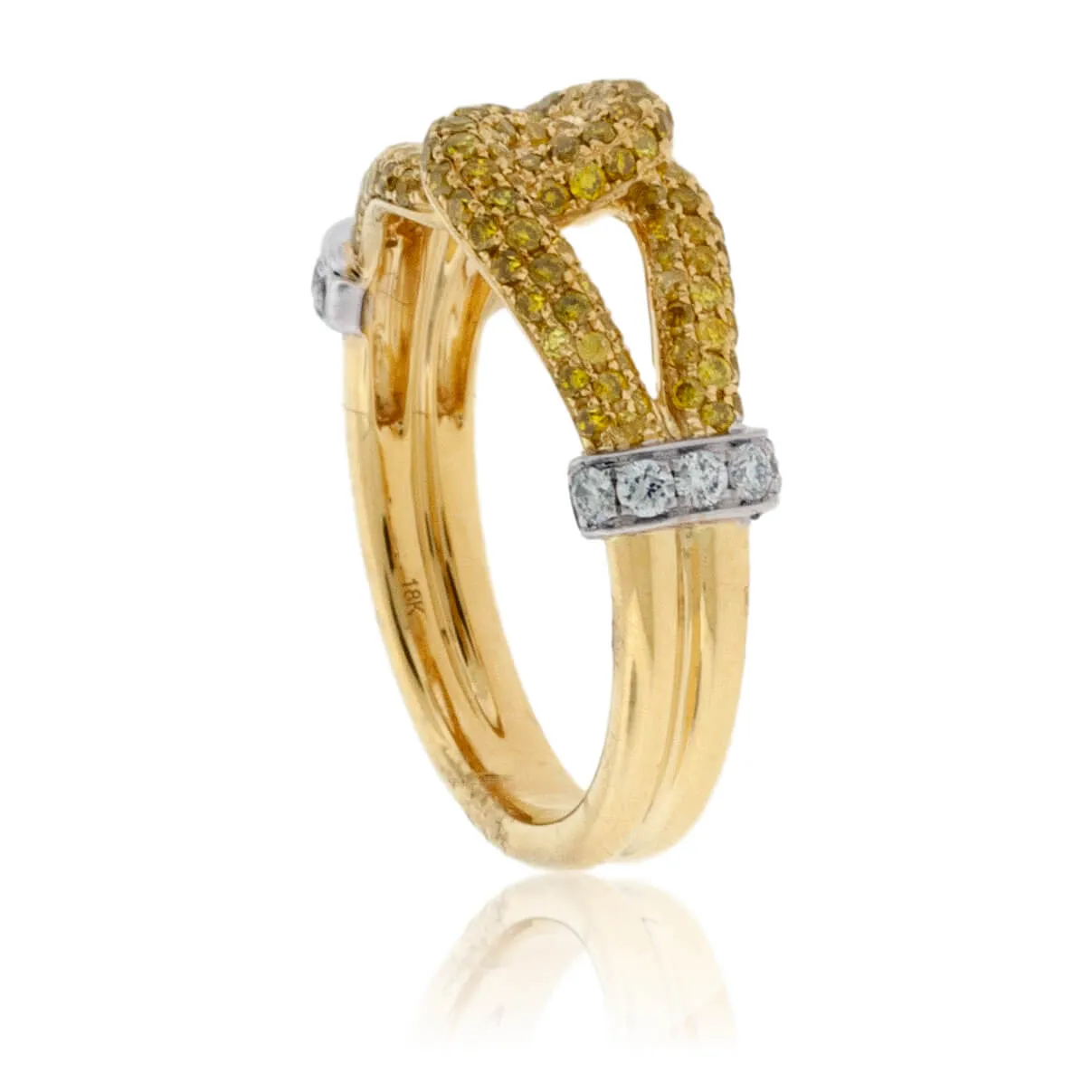 Yellow Diamond and Diamond Intersecting Knot Ring