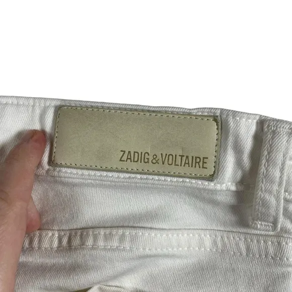 Zadig &amp; Voltaire Ava Slim Straight Ankle Jeans in White Size 27