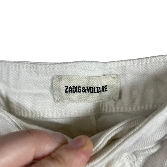 Zadig &amp; Voltaire Ava Slim Straight Ankle Jeans in White Size 27