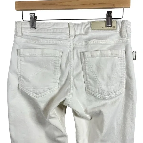 Zadig &amp; Voltaire Ava Slim Straight Ankle Jeans in White Size 27