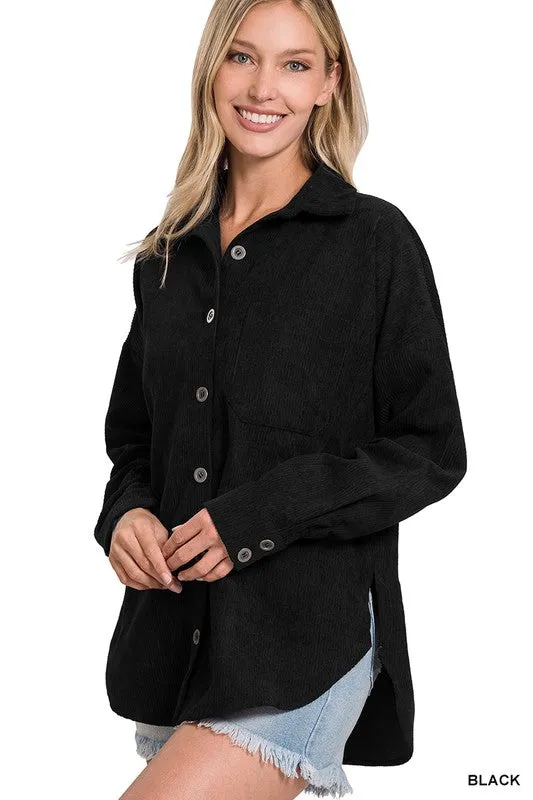 ZENANA Oversize Corduroy Shacket