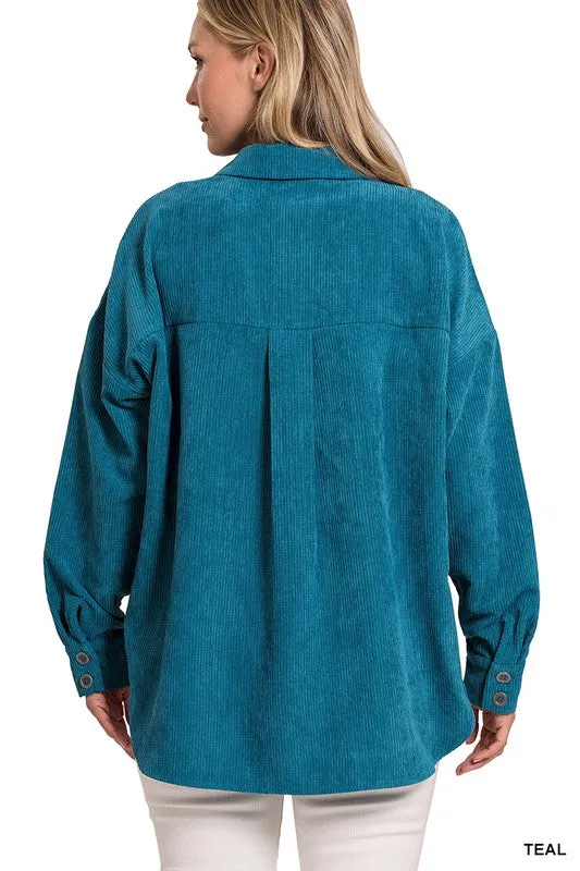 ZENANA Oversize Corduroy Shacket