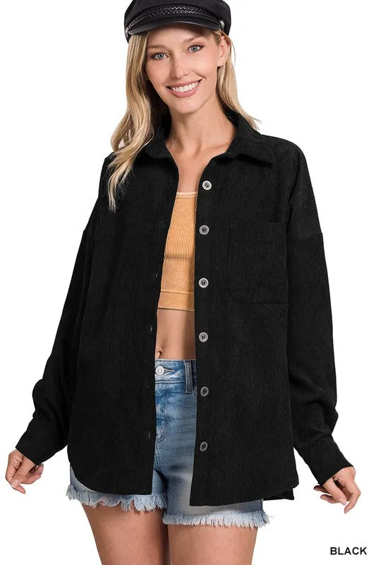 ZENANA Oversize Corduroy Shacket